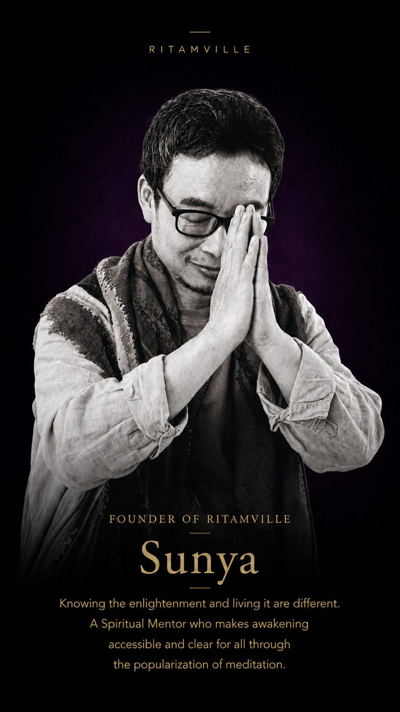 합장하며 미소 짓는 순야 마스터, Founder of Ritamville